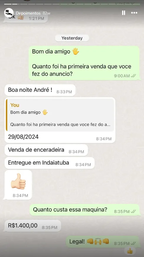 Depoimento de cliente 1